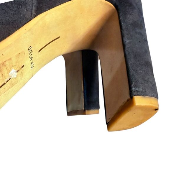 DOLCE VITA Boots Dolce Vita Gray Grey Mid Calf High Heel Ankle Boots Booties Lea - Picture 6 of 6